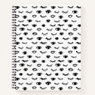 Cute Doodle Eyelash Pattern Notebook