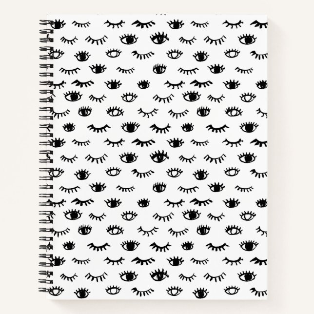 Cute Doodle Eyelash Pattern Notebook (Front)