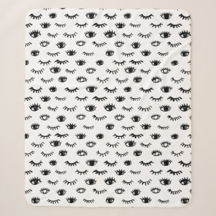 Cute Doodle Eyelash Pattern Sherpa Blanket