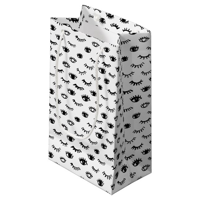 Cute Doodle Eyelash Pattern Small Gift Bag (Front Angled)