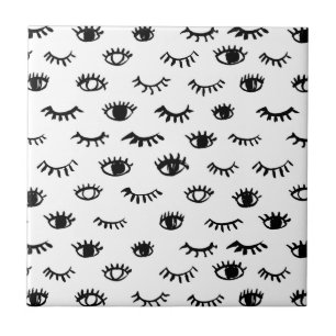 Cute Doodle Eyelash Pattern Tile