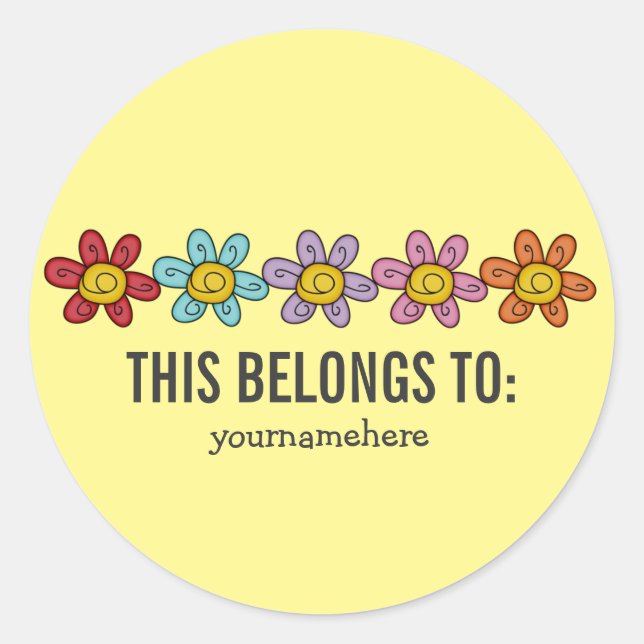 Cute Doodle Flower Stickers {THIS BELONGS TO} (Front)