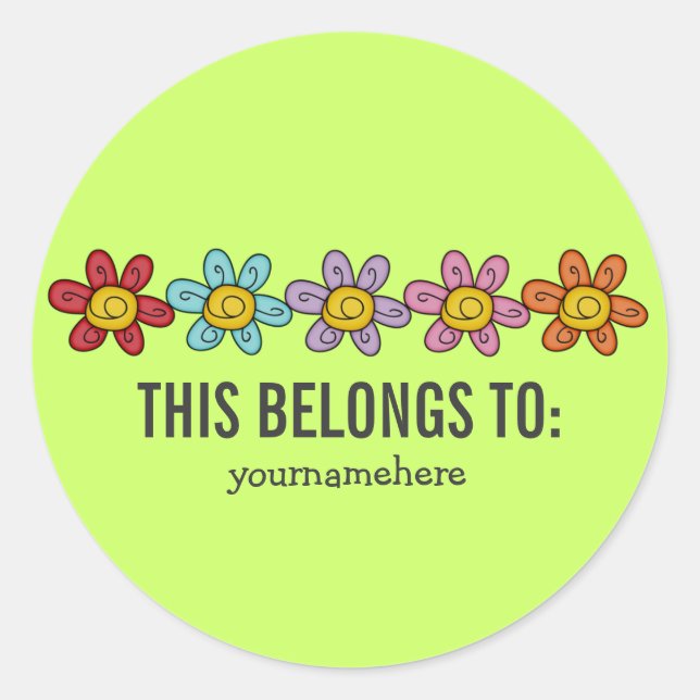 Cute Doodle Flower Stickers {THIS BELONGS TO} (Front)