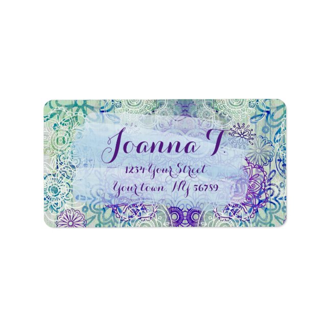 Cute Doodle Flowers On A Rustic Wood Label (Front)