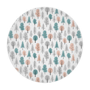 Cute Doodle Forest Pattern Cutting Board