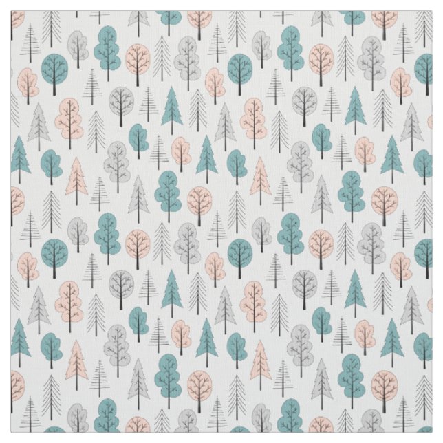 Cute Doodle Forest Pattern Fabric (Swatch)