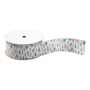 Cute Doodle Forest Pattern Grosgrain Ribbon