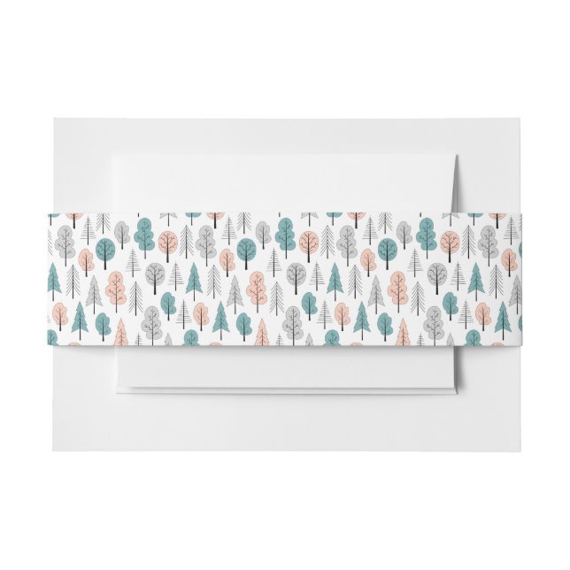 Cute Doodle Forest Pattern Invitation Belly Band (Front Example)