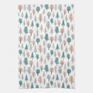 Cute Doodle Forest Pattern Kitchen Towel