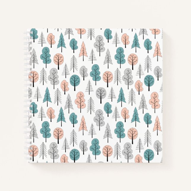 Cute Doodle Forest Pattern Notebook (Front)