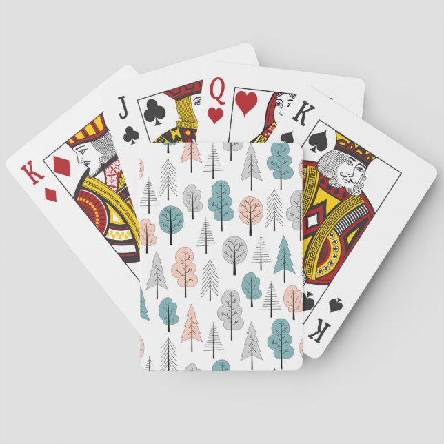 Cute Doodle Forest Pattern Playing Cards (Back)