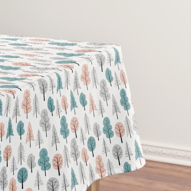 Cute Doodle Forest Pattern Tablecloth (In Situ)