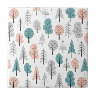 Cute Doodle Forest Pattern Tile