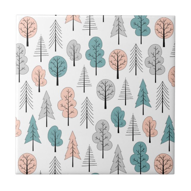 Cute Doodle Forest Pattern Tile (Front)