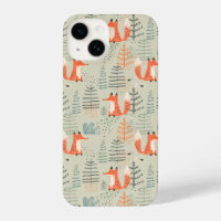 Cute Doodle Fox Forest Woodland Pattern