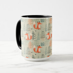 Cute Doodle Fox Forest Woodland Pattern Mug