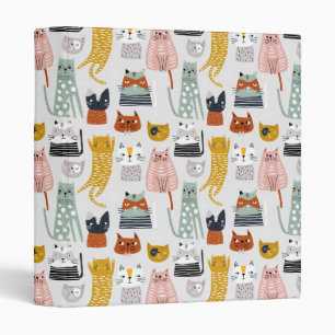 Cute Doodle Hand Drawn Cat Pattern Binder