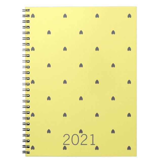 Cute Doodle Heart Pattern Grey Yellow Custom 2021 Notebook (Front)