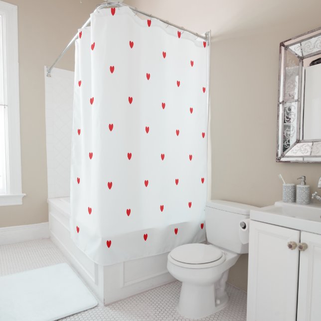 Cute Doodle Heart Pattern Red White Custom Colour (In Situ)