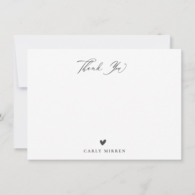 Cute Doodle Heart Pattern Thank You Script Card (Front)