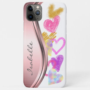 Cute Doodle Hearts Personalized iPhone 11 Pro Max Case