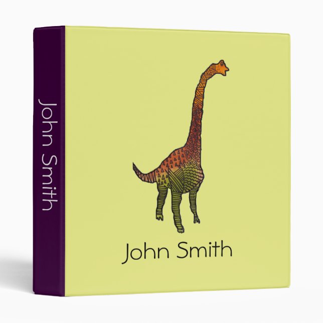 Cute doodle kids dinosaur cartoon student folder binder (Front/Spine)