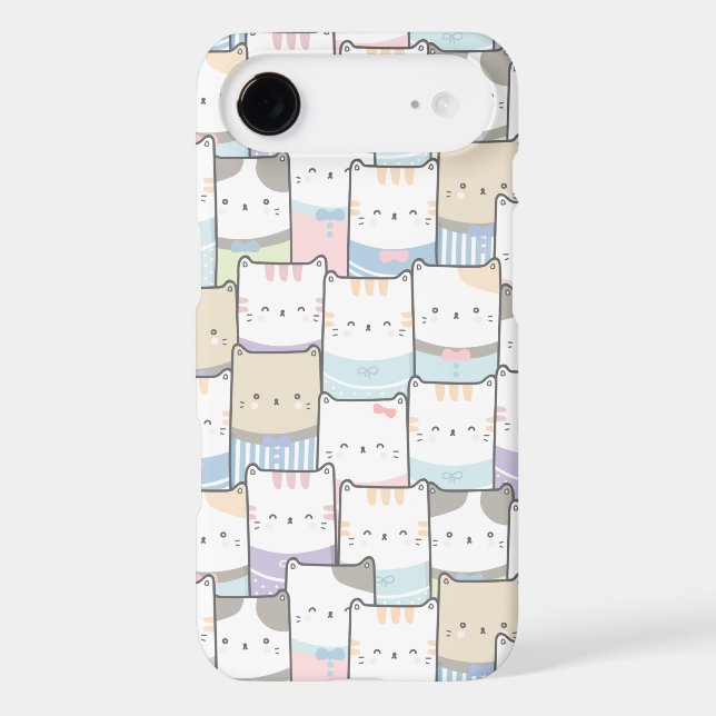 Cute Doodle Kitten Faces Pattern Case-Mate iPhone Case (Back)