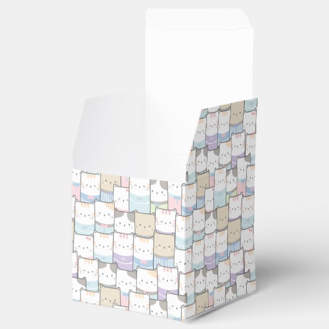 Cute Doodle Kitten Faces Pattern Favor Box (Opened)