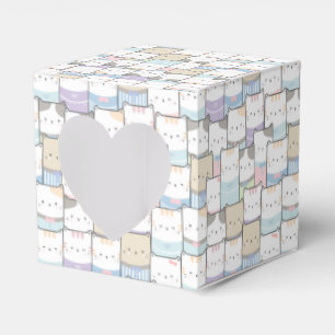 Cute Doodle Kitten Faces Pattern Favor Box