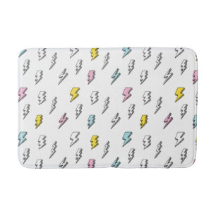 Cute Doodle Lightning Bolt Pattern Bath Mat