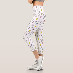 Cute Doodle Lightning Bolt Pattern Capri Leggings