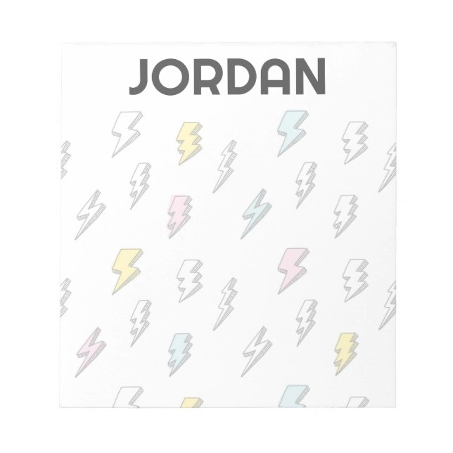 Cute Doodle Lightning Bolt Pattern Notepad (Front)