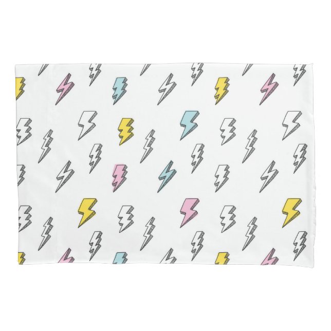 Cute Doodle Lightning Bolt Pattern Pillowcase (Front)