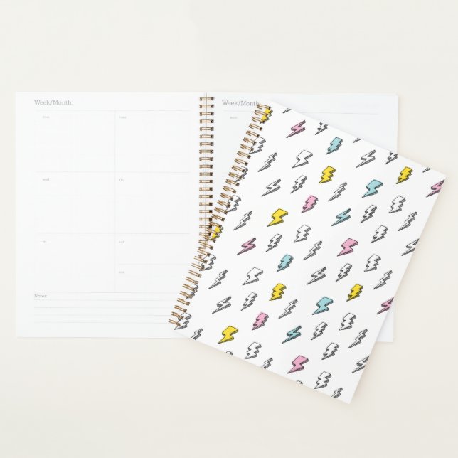Cute Doodle Lightning Bolt Pattern Planner (Display)
