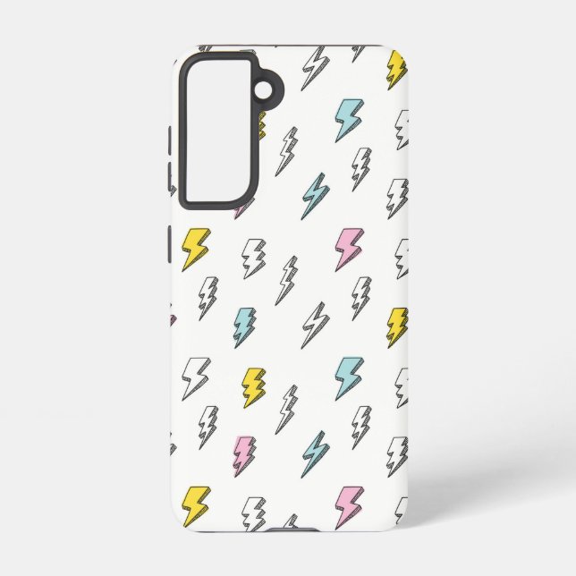 Cute Doodle Lightning Bolt Pattern Samsung Galaxy S21 Case (Back)