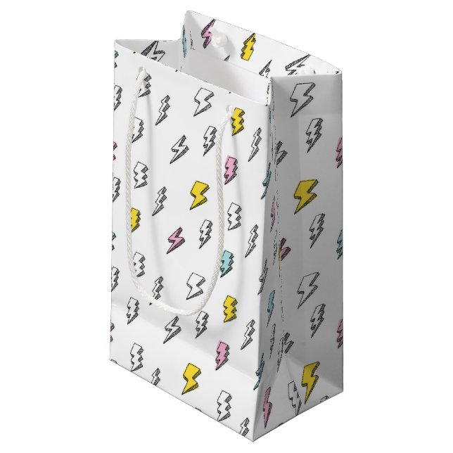 Cute Doodle Lightning Bolt Pattern Small Gift Bag (Front Angled)