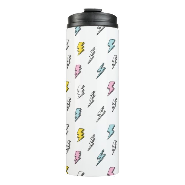 Cute Doodle Lightning Bolt Pattern Thermal Tumbler (Front)