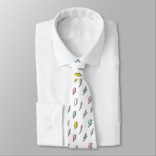 Cute Doodle Lightning Bolt Pattern Tie