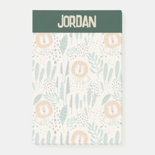 Cute Doodle Lion Jungle Rainforest Pattern Post-it Notes