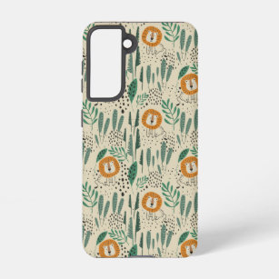 Cute Doodle Lion Jungle Rainforest Pattern Samsung Galaxy Case