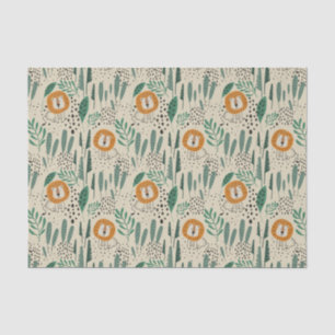 Cute Doodle Lion Jungle Rainforest Pattern Tissue Paper