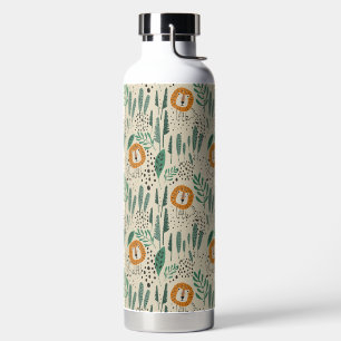 Cute Doodle Lion Jungle Rainforest Pattern Water Bottle