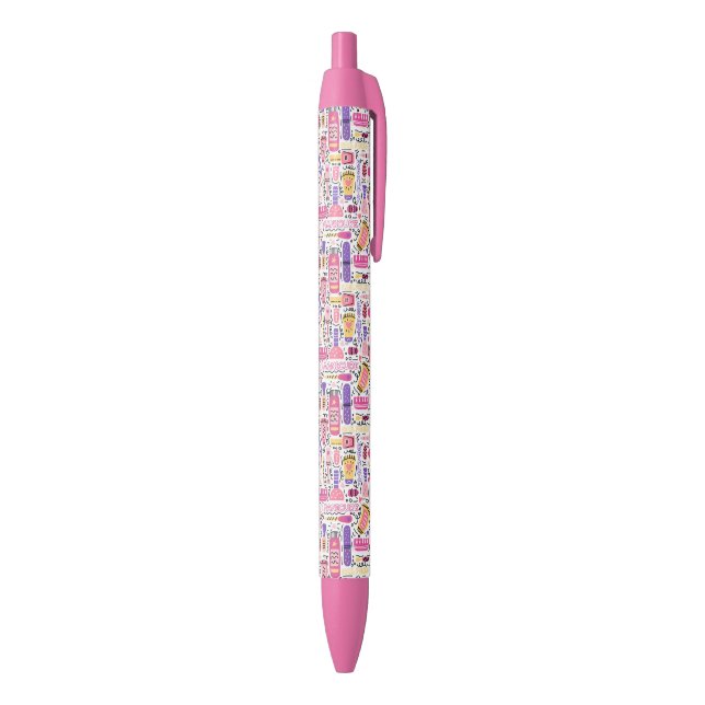 Cute Doodle Manicure Pattern Black Ink Pen (Bottom (Vertical))