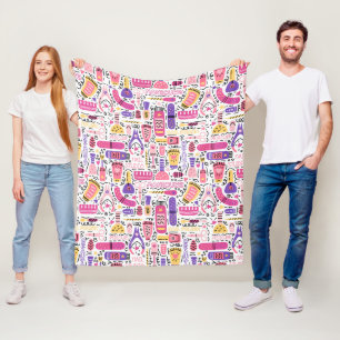 Cute Doodle Manicure Pattern Fleece Blanket