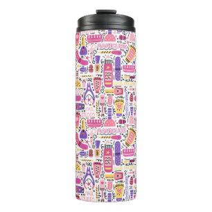 Cute Doodle Manicure Pattern Thermal Tumbler