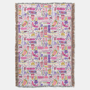 Cute Doodle Manicure Pattern Throw Blanket