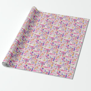 Cute Doodle Manicure Pattern Wrapping Paper