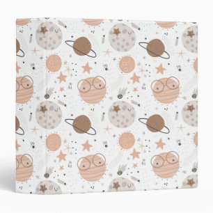 Cute Doodle Planet Pattern Binder