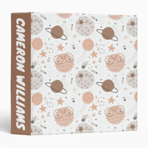 Cute Doodle Planet Pattern Binder