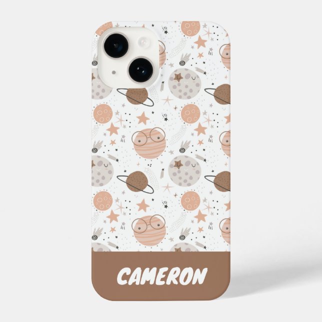 Cute Doodle Planet Pattern iPhone Case (Back)